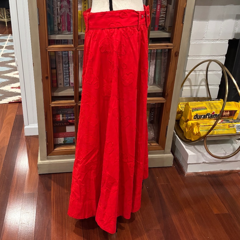 Anthropologie x Maeve Sandra Floral Red Belted Skirt, Size US 10/UK 14 - Picture 4 of 11
